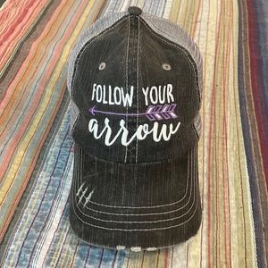 Follow Your Arrow ball cap with Velcro back closure